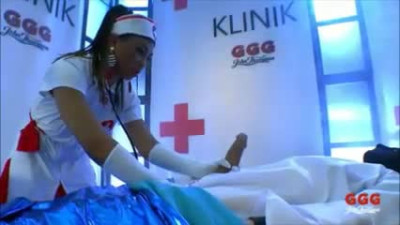 Hot ebony nurse Mimi rides a big cock in the clinic