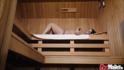 Pretty Lolita tugs, sucks and fucks a big cock for cum at the sauna