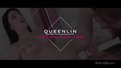 Busty teen  Queenlin is having fun masturbating her shaved pussy