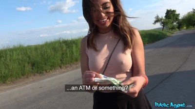 Latina hottie Frida Sante has big erect nipples while fucking by a roadside