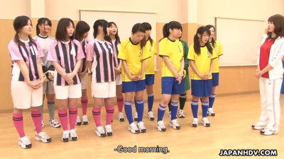 Amazing group sex with horny Japanese soccer girls