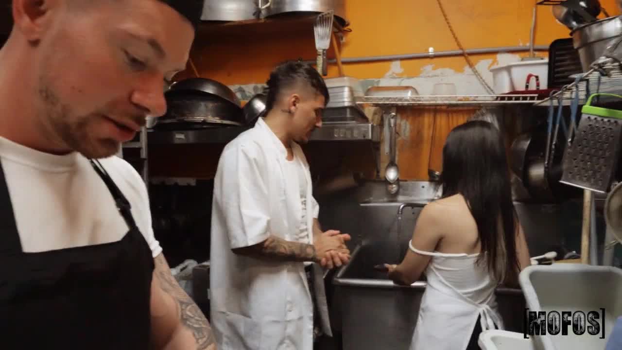 Watch Nasty Violet Gems serving restaurant staffs' big throbbing dicks porn video - Watch Full HD Video Stream Online on ePornOne.