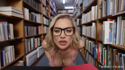 Blake Blossom and Jenna Starr having threesome with one guy in the library