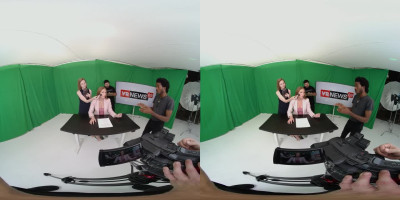 Busty anchor news girl Skylar Snow sucking and riding a big cock in VR