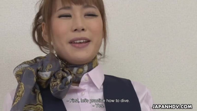 Cute Ann Takase is teaching students how to scuba dive today