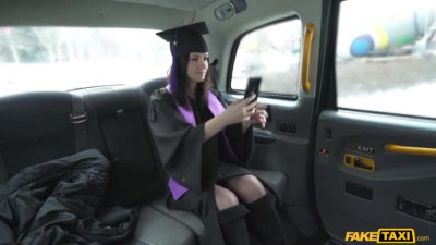 Hot Melany Mendes celebrates her graduation day by fucking a taxi driver