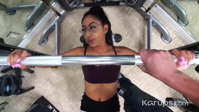 Sexy Binky Baez having hardcore workout session