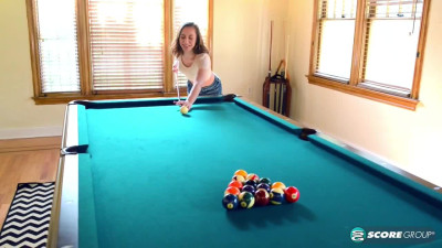 Sexy brunette babe Desire masturbate her pussy at pool table