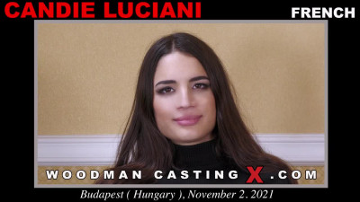 Gorgeous Candie Luciani is giving an interview during her porn casting