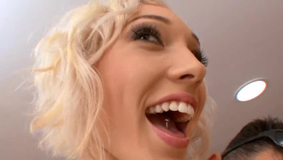 Naughty blonde Lily LaBeau licks balls  and cock to cum in mouth