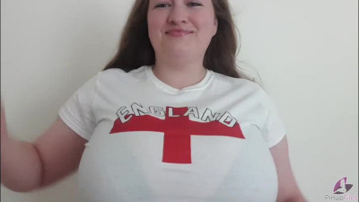 England football fan Sara Willis shakes her awesome natural tits