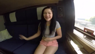 Pale Teen Karly Baker gets POV banged on the Train