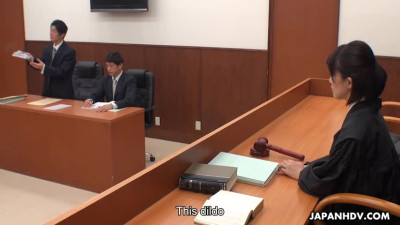 Cute Shiori Uehara and Sena Sakura are fucked in a court room foursome