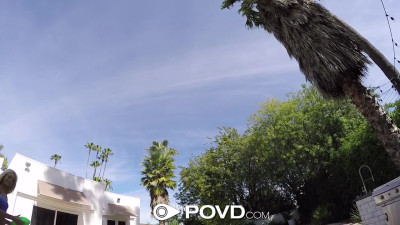 Elsa Jean fucked deep in POV in the backyard