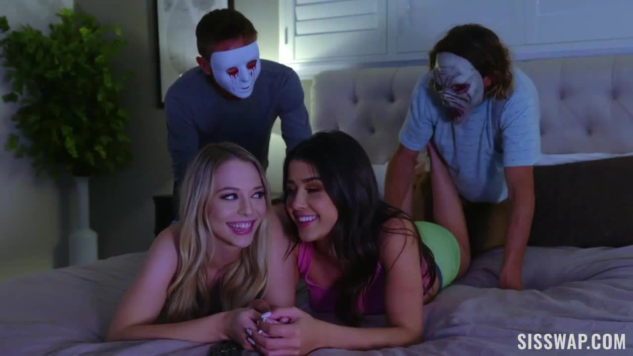 Watch Teens Lily Larimar and Kylie Rocket get seduced while watching scary movies porn video - Watch Full HD Video Stream Online on ePornOne.