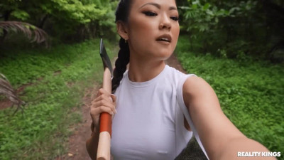 Petite oriental babe Lulu Chu having wild outdoor sex