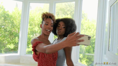 Two sexy ebony babes Lacey London & Amari Anne shares big white dick