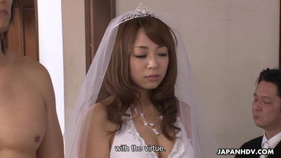 Hot Asian Mirei Oomori from wedding to crazy gangbang