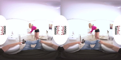 Blonde chick Masha rides her stepdad in VR