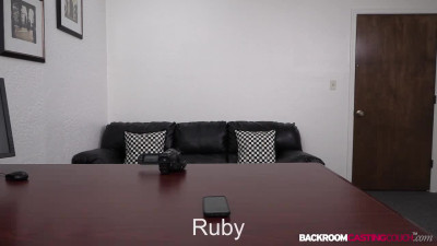 Dark haired babe Ruby gets fucked on the Backroom Casting Couch