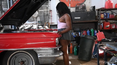 Hot mechanic Tessa Thomas is more interested in stripping than repairing