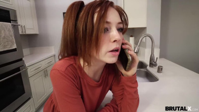 Petite redhead Madi Collins gets a rough fucked in the kitchen